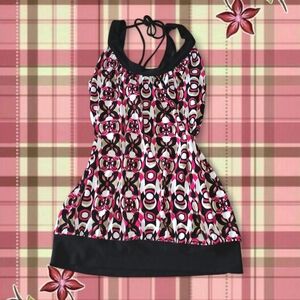 Vintage Wrapper Top Y2K Retro Geometric Print Size Small
